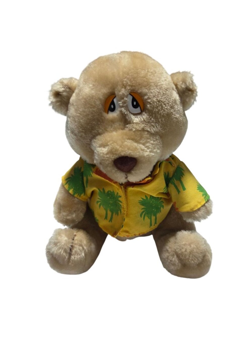 Vintage Russ Berrie Hawaiian Shirt Bear Plush 9 inch Beach Sad Looking Huggable